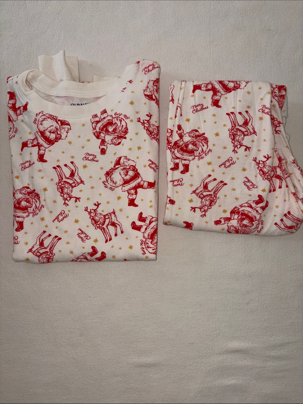 Old Navy Santa Long John pajamas Christmas PJs kids XL 12